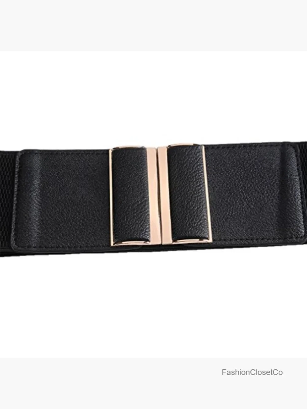 3-Inch Wide Stretch Elastic Belt with PU Leather Buckle, Adjustable Waist 22-58
